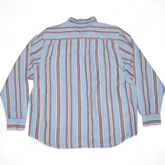 Tommy Bahama Linen Blend L/S Button Up Shirt Men's Size 2XL Blue Stripe EUC - Picture 2 of 7